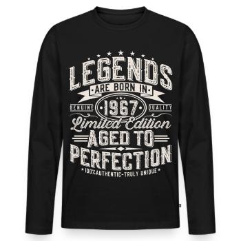 Cadeau rétro vintage d’anniversaire 1967 - T-shirt manches longues Premium bio Homme - noir - Devant - Nico (187cm)