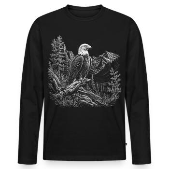 Pygargues à tête blanche dans un paysage montagneux paisible - T-shirt manches longues Premium bio Homme - noir - Devant - Nico (187cm)