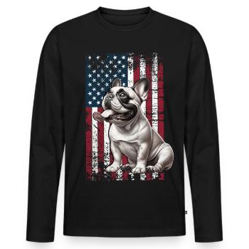 Bouledogue français US Französische Bulldogge - T-shirt manches longues Premium bio Homme - noir - Devant - Nico (187cm)