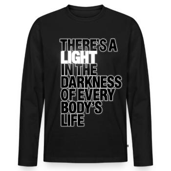 Citation de Rocky Horror Show : Il y a une lumière remastérisée - T-shirt manches longues Premium bio Homme - noir - Devant - Nico (187cm)