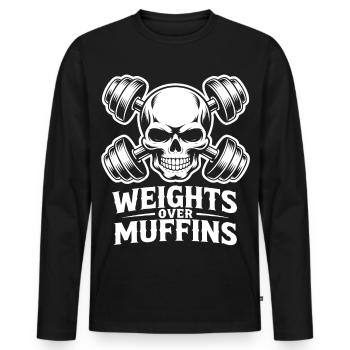 Poids sur le crâne du muffins - T-shirt manches longues Premium bio Homme - noir - Devant - Nico (187cm)