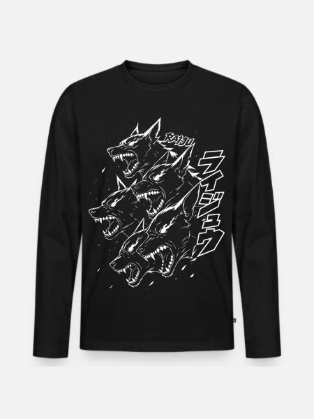Dämonen Wolfsrudel Donner Monster - Männer Premium Bio Langarmshirt - Schwarz