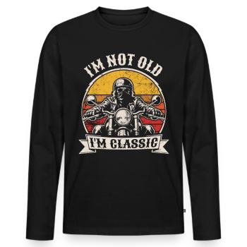 Je ne suis pas vieux, je suis du classique | Biker | Moto - T-shirt manches longues Premium bio Homme - noir - Devant - Nico (187cm)