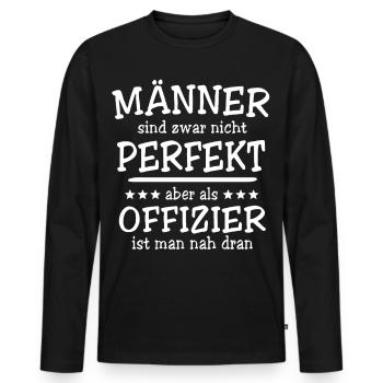 Offizier Männer - Männer Premium Bio Langarmshirt - Schwarz - Vorne - Nico (187cm)