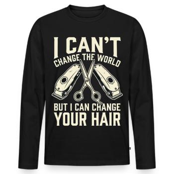 Je peux changer ta coiffure - T-shirt manches longues Premium bio Homme - noir - Devant - Nico (187cm)