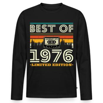 1976 Vintage Rétro Cadeau D’anniversaire - T-shirt manches longues Premium bio Homme - noir - Devant - Nico (187cm)