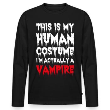 Vampire disant Halloween Je suis en fait un vampire - T-shirt manches longues Premium bio Homme - noir - Devant - Nico (187cm)