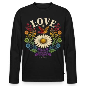 Sweat à capuche LGBTQ Pride Oiseau arc-en-ciel cadeau - T-shirt manches longues Premium bio Homme - noir - Devant - Nico (187cm)