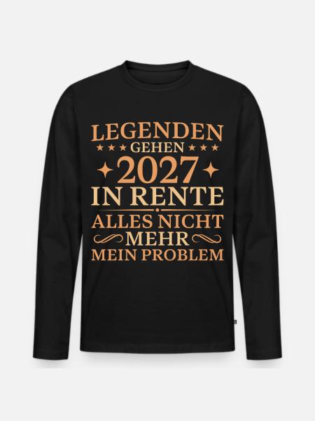 Rentner 2027 Abschied Kollege Ruhestand - Männer Premium Bio Langarmshirt - Schwarz