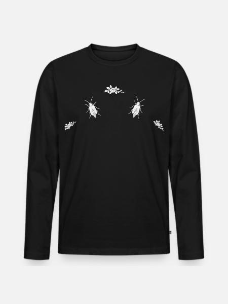Beerenzweig & Leuchtkäfer - Dark Botanical - Männer Premium Bio Langarmshirt - Schwarz