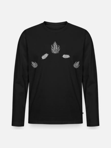 Farn - Naturmotiv - Männer Premium Bio Langarmshirt - Schwarz