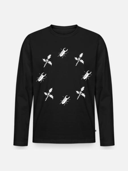 Hirschkäfer & Stechpalme - Botanik - Männer Premium Bio Langarmshirt - Schwarz