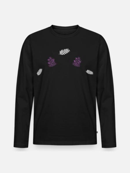 Farn & Beerenzweig - Dark Botanical - Männer Premium Bio Langarmshirt - Schwarz