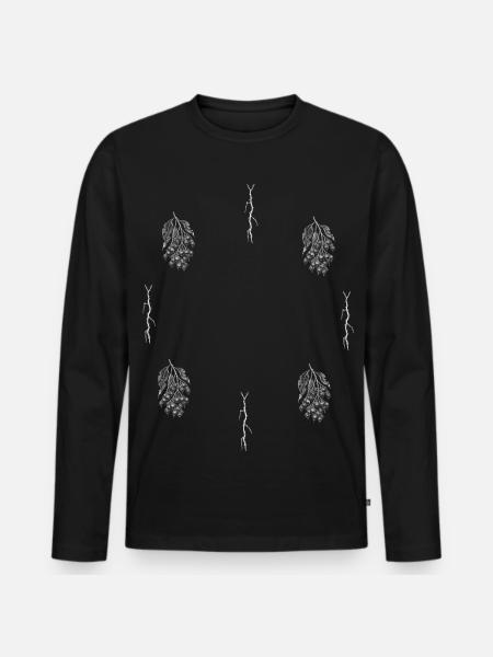Dornenzweig & Blütenzweig - Dark Botanical - Männer Premium Bio Langarmshirt - Schwarz