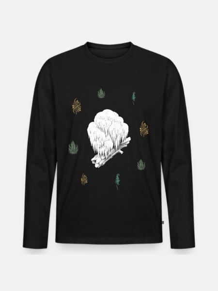 Pilz & Beerenranke & Farn - Botanik - Männer Premium Bio Langarmshirt - Schwarz