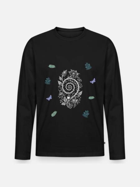 Dornenspirale & Farn & Beerenzweig - Botanik - Männer Premium Bio Langarmshirt - Schwarz