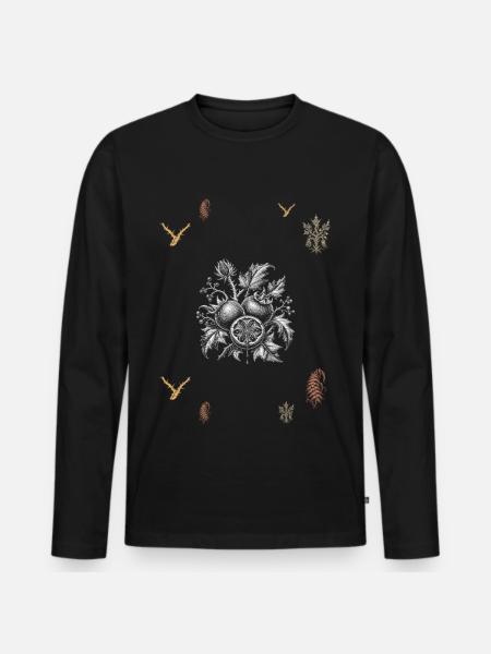 Frucht & Dornenzweig - Botanische Kunst - Männer Premium Bio Langarmshirt - Schwarz
