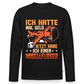 Modellflieger Spruch Modell Flieger RC Flugzeug - Männer Premium Bio Langarmshirt - Schwarz - Vorne - Nico (187cm)