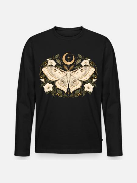 Sternenfalter mit Blüten - Männer Premium Bio Langarmshirt - Schwarz