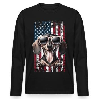 Dachshund US Dackel - Männer Premium Bio Langarmshirt - Schwarz - Vorne - Nico (187cm)