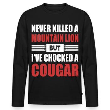 Never Killed A Mountain Lion But Chocked A Cougar - Männer Premium Bio Langarmshirt - Schwarz - Vorne - Nico (187cm)