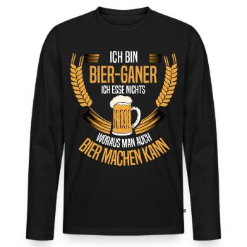 Ich bin Bier-Ganer – Bier Machen Kann - Männer Premium Bio Langarmshirt - Schwarz - Vorne - Nico (187cm)
