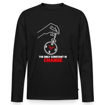 Taschenuhr – Die einzige Konstante ist Veränderung - Männer Premium Bio Langarmshirt - Schwarz - Vorne - Nico (187cm)