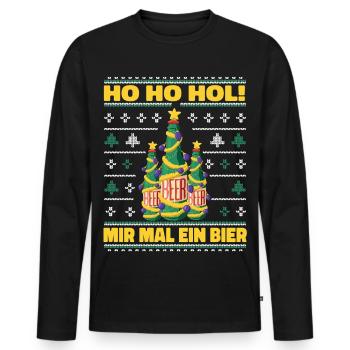 Ho Ho Hol – Weihnachtsbaum aus Bierflaschen - Männer Premium Bio Langarmshirt - Schwarz - Vorne - Nico (187cm)