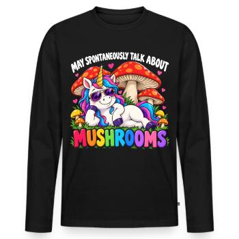 Cute Unicorn Mushroom Lovers - Männer Premium Bio Langarmshirt - Schwarz - Vorne - Nico (187cm)