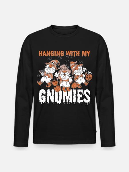 Hanging With My Gnomies - Männer Premium Bio Langarmshirt - Schwarz