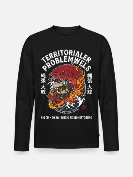 Territorialer Problemwels Angler Spruch - Männer Premium Bio Langarmshirt - Schwarz