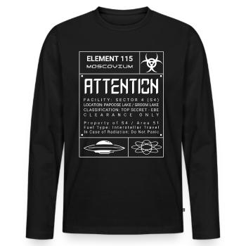 Element 115 S4 Blueprint - Geheime Area 51 - Männer Premium Bio Langarmshirt - Schwarz - Vorne - Nico (187cm)