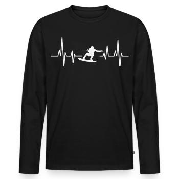 Wakeskaten Wakeskating Wakeskater Wakeboard - Men's Premium Organic Long Sleeve Shirt - black - Front - Nico (187cm)