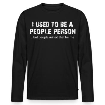 J’étais quelqu’un de drôle de sociable - T-shirt manches longues Premium bio Homme - noir - Devant - Nico (187cm)