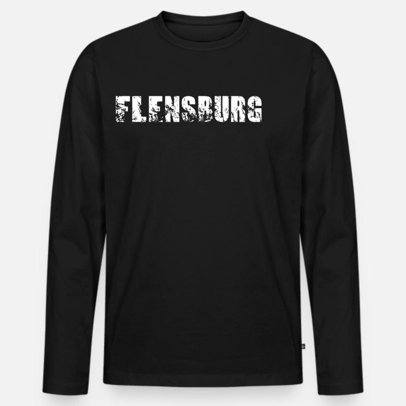 Flensburg - Männer Premium Bio Langarmshirt - Schwarz