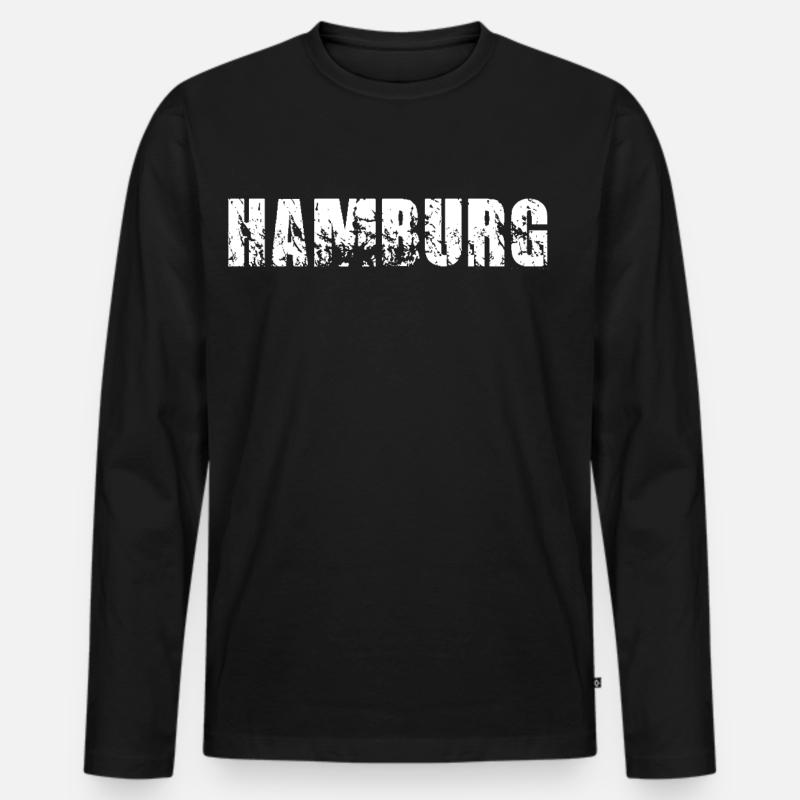 Hamburg - Männer Premium Bio Langarmshirt - Schwarz