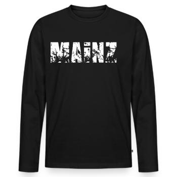 Mainz - Männer Premium Bio Langarmshirt - Schwarz - Vorne - Nico (187cm)