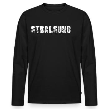 Stralsund - Männer Premium Bio Langarmshirt - Schwarz - Vorne - Nico (187cm)