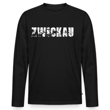 Zwickau - Männer Premium Bio Langarmshirt - Schwarz - Vorne - Nico (187cm)