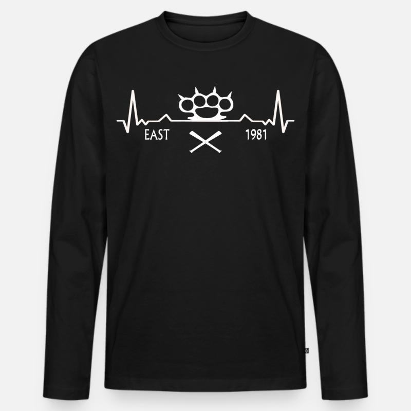 Schlagring und Baseballschläger - Männer Premium Bio Langarmshirt - Schwarz