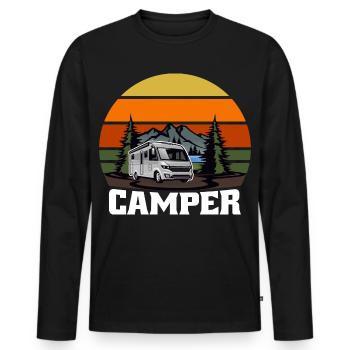 Cadeau Camper Camper Caravan - T-shirt manches longues Premium bio Homme - noir - Devant - Nico (187cm)