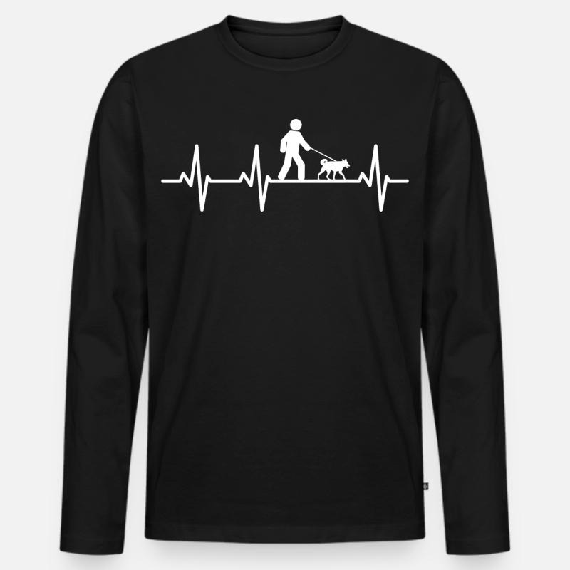 Hundebesitzer Herzlinie - Männer Premium Bio Langarmshirt - Schwarz
