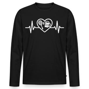 Cœur Badminton Bière - T-shirt manches longues Premium bio Homme - noir - Devant - Nico (187cm)