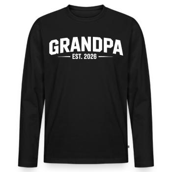 Grandpa 2026 T-Shirt – Grandfather-to-be - Men's Premium Organic Long Sleeve Shirt - black - Front - Nico (187cm)