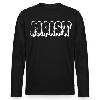 Texte humide et dégoulinant - T-shirt manches longues Premium bio Homme - noir - Devant - Nico (187cm)