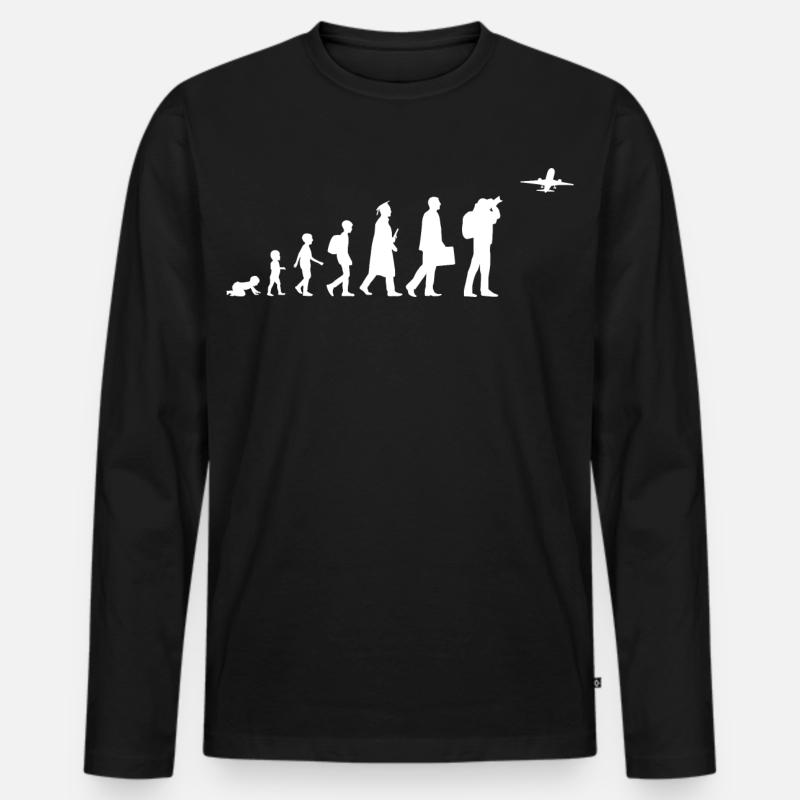Evolution Flugzeugliebhaber - Männer Premium Bio Langarmshirt - Schwarz
