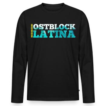 Ostblock Latina Kasachin Kasachstan Geschenk - Männer Premium Bio Langarmshirt - Schwarz - Vorne - Nico (187cm)
