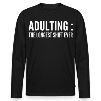 Erwachsener: Längster Service von allen - Männer Premium Bio Langarmshirt - Schwarz - Vorne - Nico (187cm)