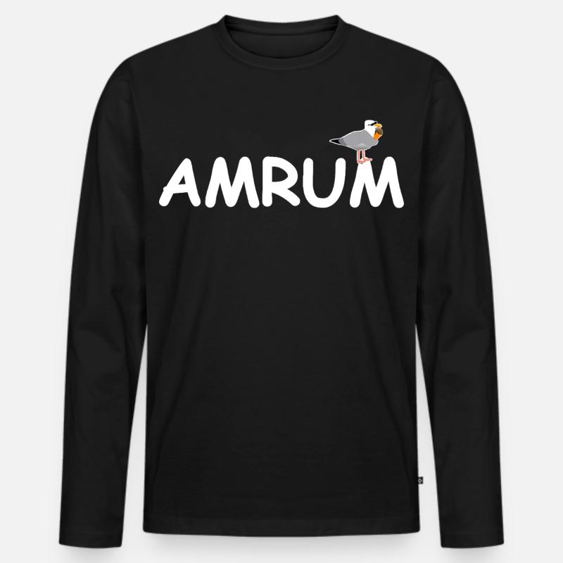 Amrum Möwe Nordsee - Männer Premium Bio Langarmshirt - Schwarz