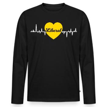 Liberales Herz - Männer Premium Bio Langarmshirt - Schwarz - Vorne - Nico (187cm)
